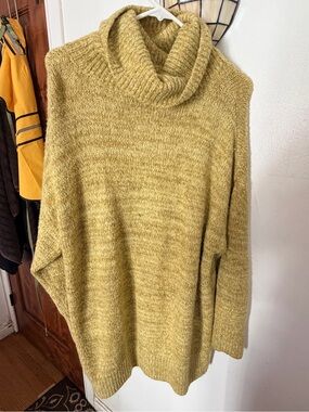 Topshop Chunky Cowl Neck Sweater - Mustard Yellow